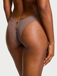 Sheer Shimmer Lace-Trim Brazilian Panty
