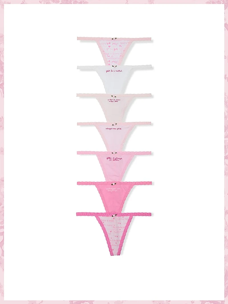 Pink x LoveShackFancy Rules of 7-Pack V-String Panties