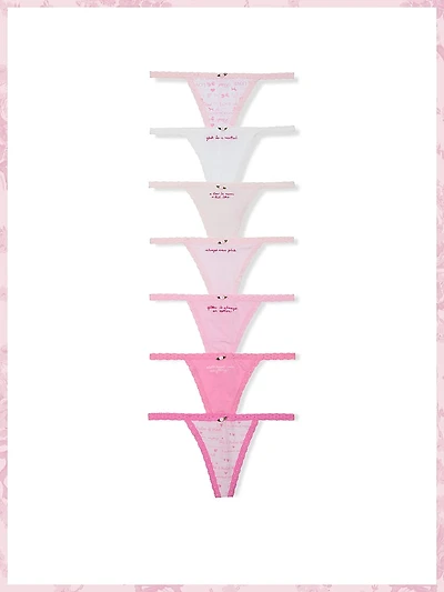 Pink x LoveShackFancy Rules of 7-Pack V-String Panties