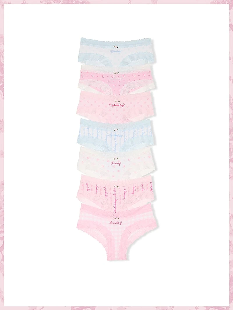 PINK x LoveShackFancy Days of the Week 7-Pack Cheeky Panties