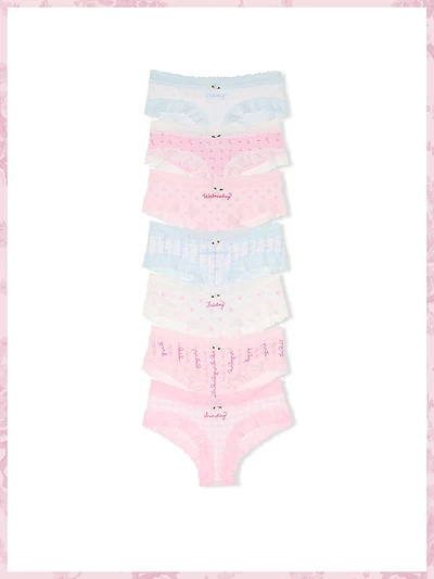 PINK x LoveShackFancy Days of the Week 7-Pack Cheeky Panties