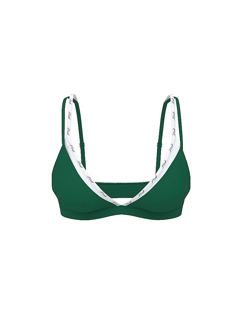 Logo Cotton Strappy Triangle Bralette