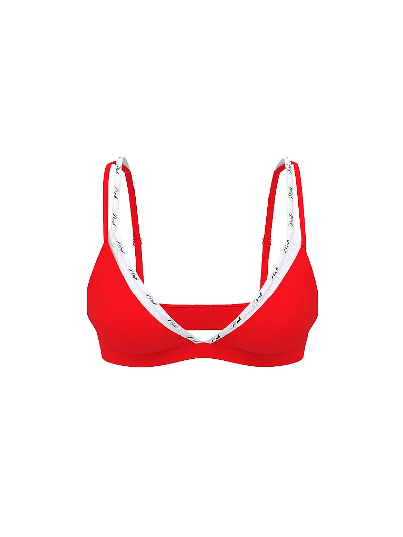Logo Cotton Strappy Triangle Bralette