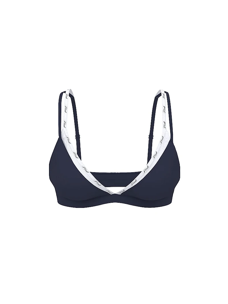 Logo Cotton Strappy Triangle Bralette