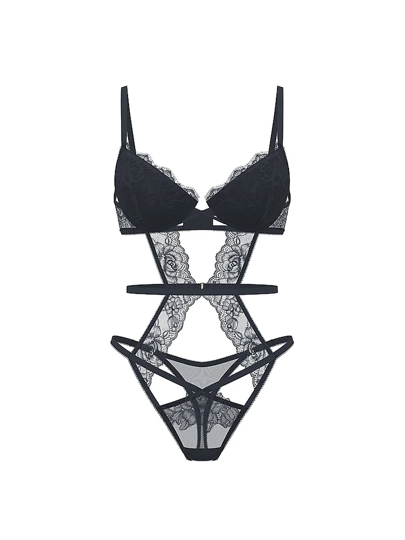 Rose Lace Lightly Lined Strappy Teddy