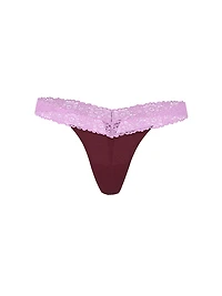 Cotton Lace-Trim Thong Panty
