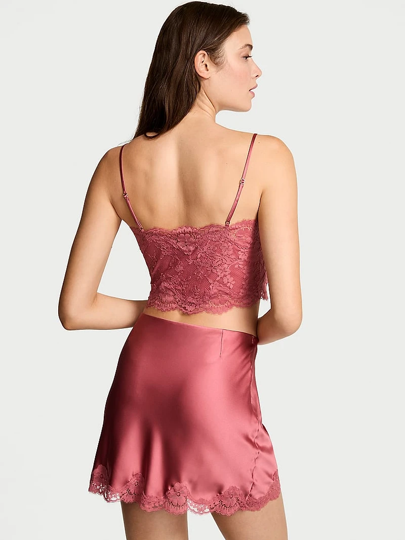 Satin Lace Cami & Mini Skirt Set