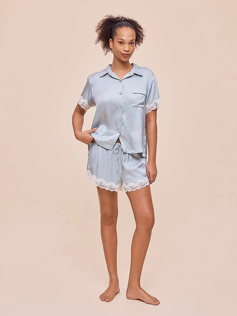 Annabelle Satin Lace Boxer PJ Set