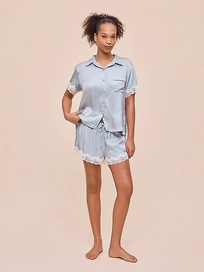 Annabelle Satin Lace Boxer PJ Set