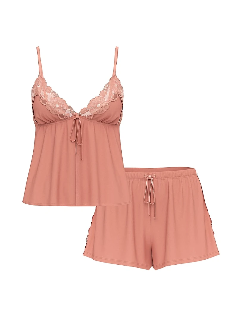 Modal Soft Lace-Trim Flyaway Cami Set