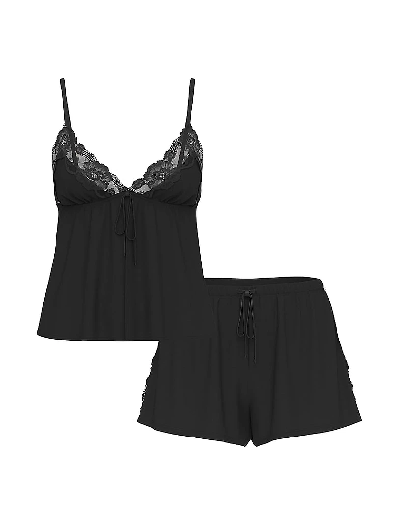 Modal Soft Lace-Trim Flyaway Cami Set
