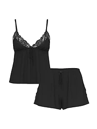 Modal Soft Lace-Trim Flyaway Cami Set