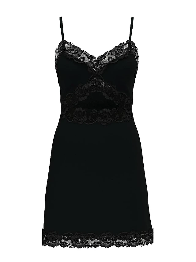 VS Ribbed Modal Lace-Trim Long Slip Dress | MainPlace Mall