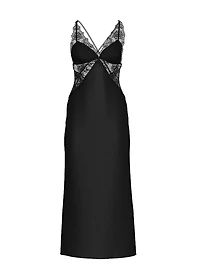 Satin Rose Lace Long Slip Dress