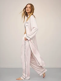 Glazed Satin Long Flyaway Tunic Pajama Set