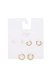 Gold 3-Pack Stud & Hoop Earring Set
