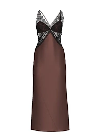 Satin Rose Lace Long Slip Dress