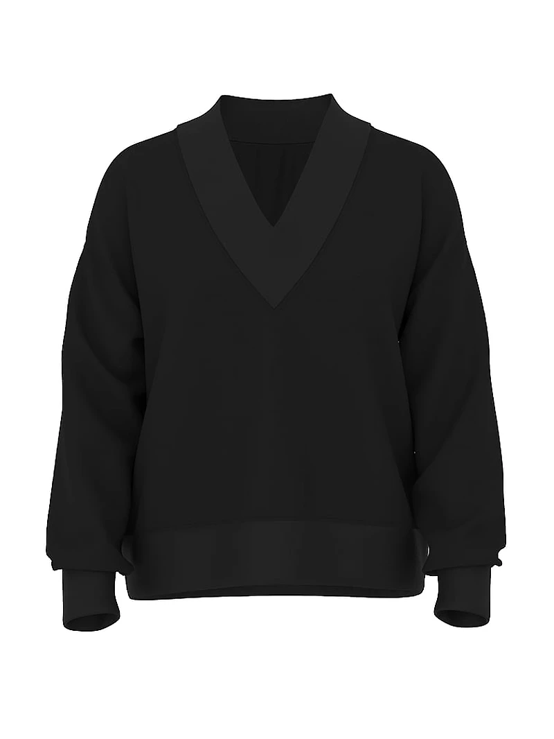 Ivy Fleece V-Neck High-Low Cropped Sweatshirt