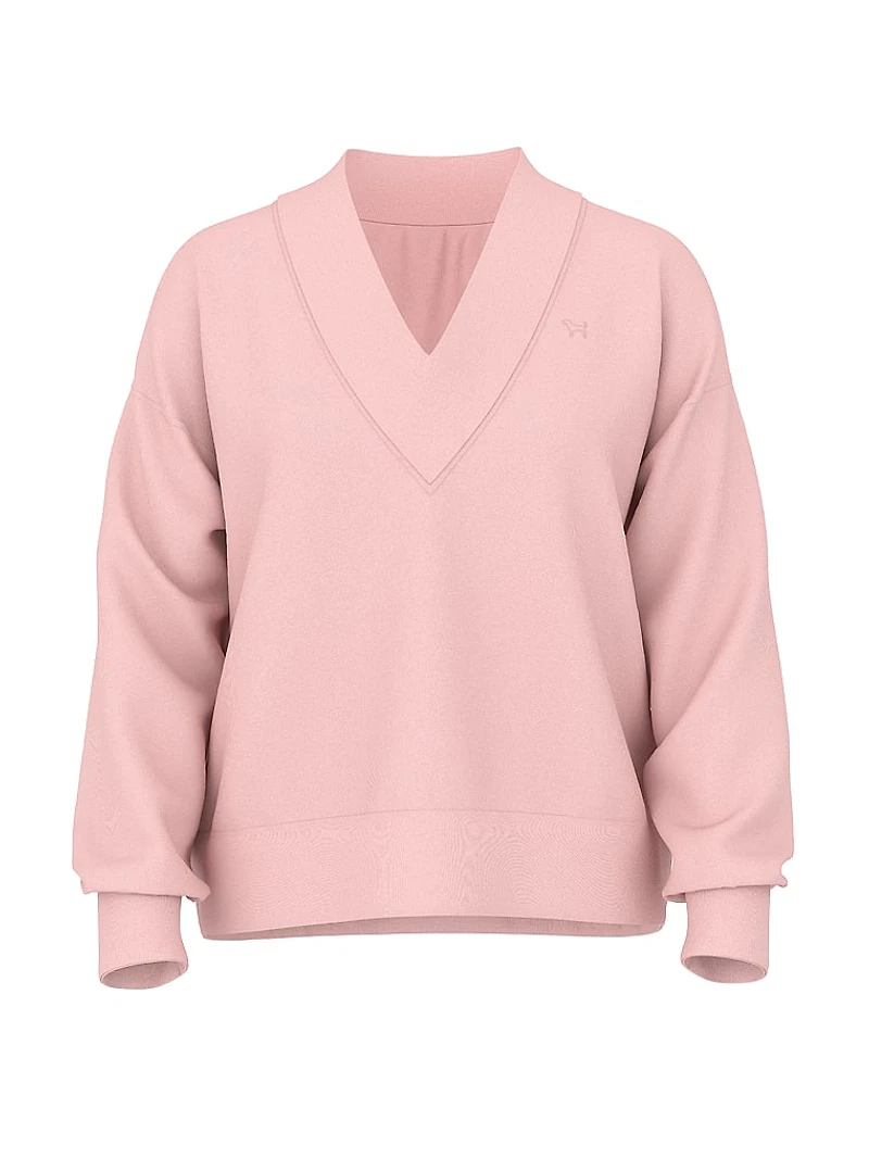 Ivy Fleece V-Neck High-Low Cropped Sweatshirt