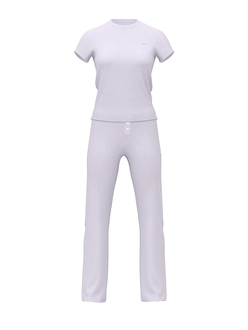 Wide-Ribbed Long Pajama Set