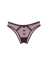 Sheer Shimmer Lace-Trim Brazilian Panty