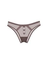 Sheer Shimmer Lace-Trim Brazilian Panty