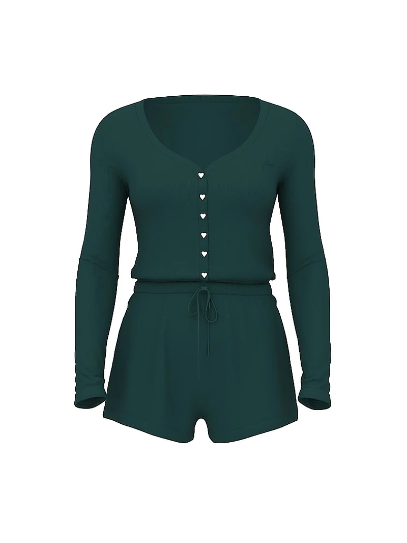 Wide-Ribbed Drawstring Romper