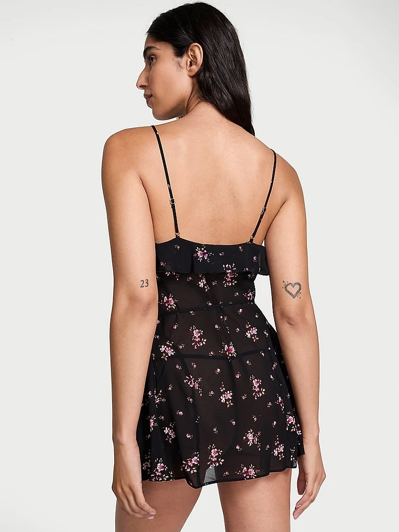 Wisteria Sheer Chiffon Babydoll Set