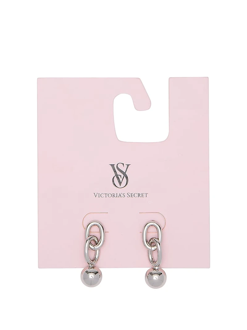 Ball & Chain-Link Dangle Earrings