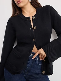 Button-Front Knit Cardigan