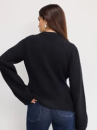 Button-Front Knit Cardigan