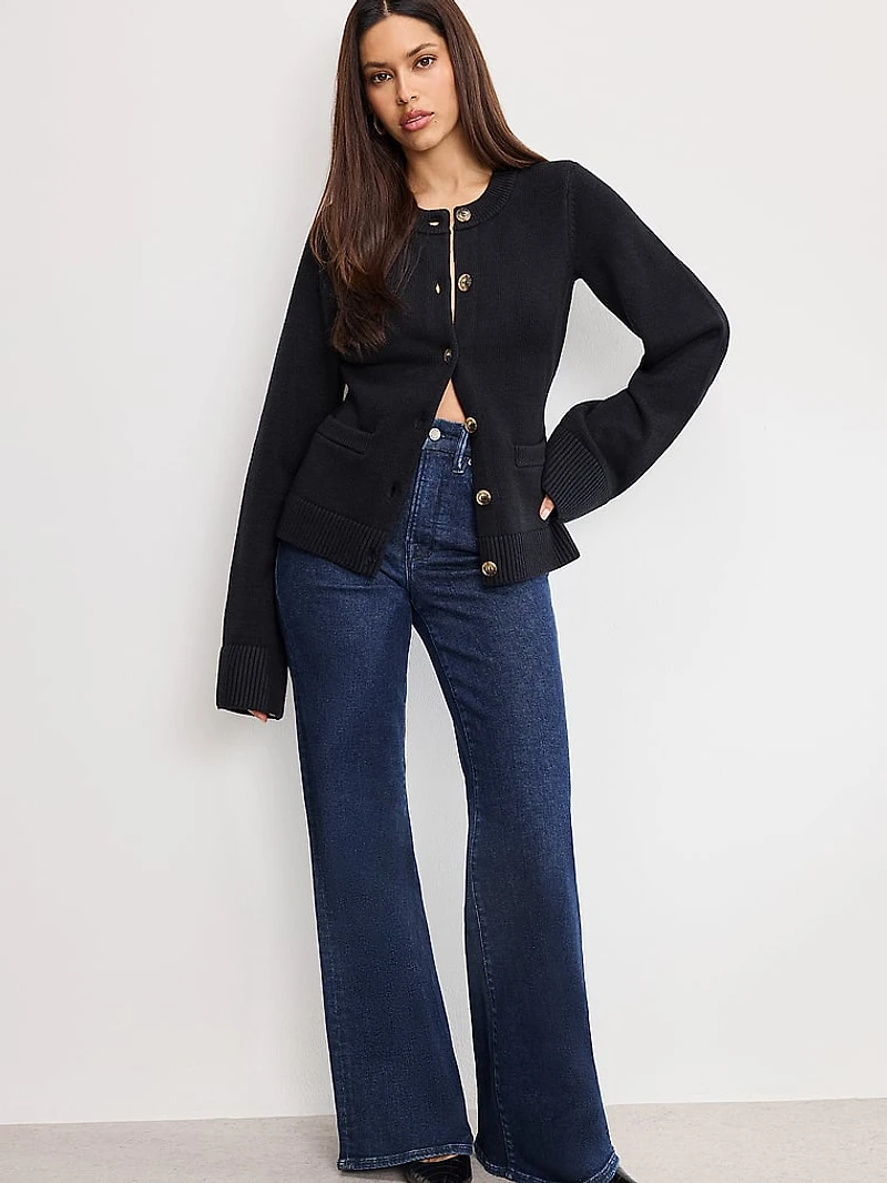 Button-Front Knit Cardigan