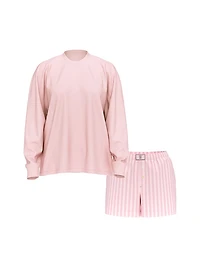100% Cotton Shine Long-Sleeve Short Pajama Set