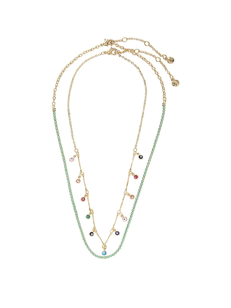 Gold 2-Piece Multi-Stone Layered Necklace Set