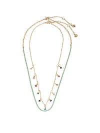 Gold 2-Piece Multi-Stone Layered Necklace Set