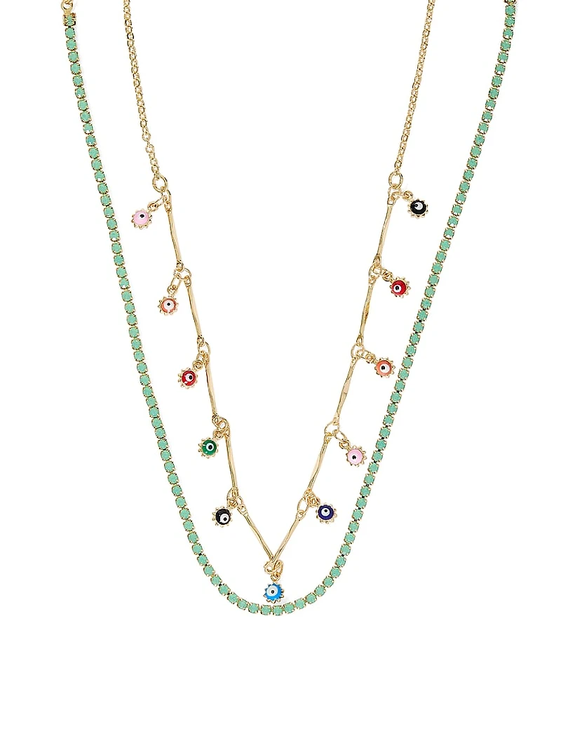 Gold 2-Piece Multi-Stone Layered Necklace Set