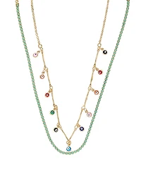Gold 2-Piece Multi-Stone Layered Necklace Set