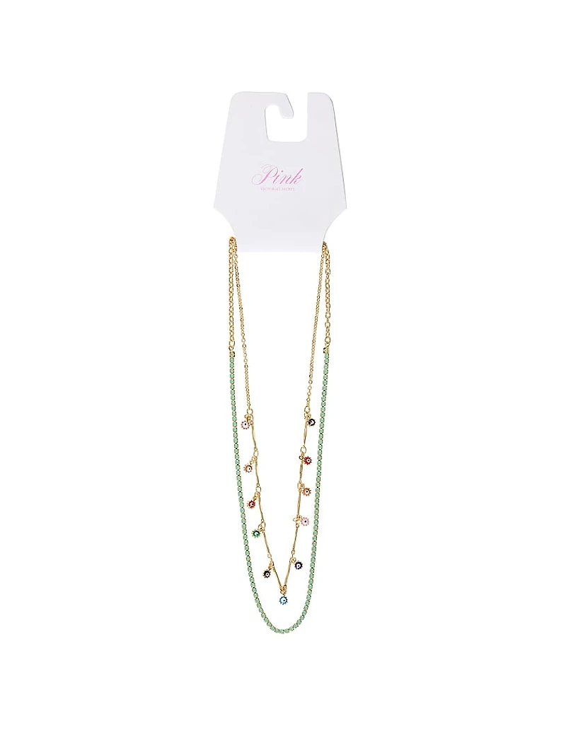 Gold 2-Piece Multi-Stone Layered Necklace Set