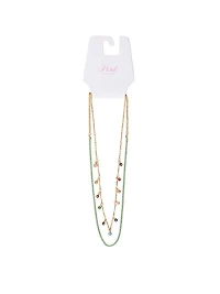 Gold 2-Piece Multi-Stone Layered Necklace Set