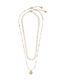 Gold 2-Piece Pendant Layered Necklace Set