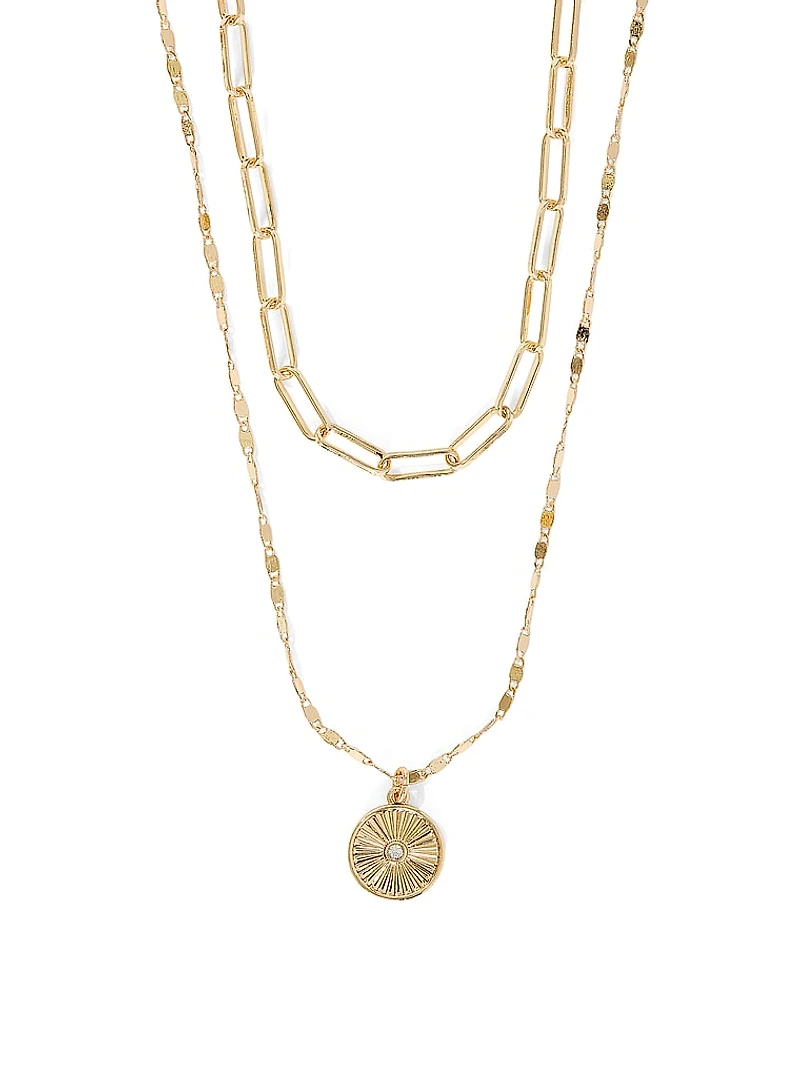 Gold 2-Piece Pendant Layered Necklace Set