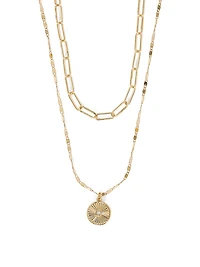 Gold 2-Piece Pendant Layered Necklace Set