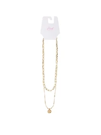 Gold 2-Piece Pendant Layered Necklace Set