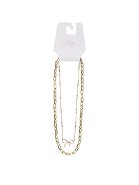 Gold 2-Piece Bow Layered Necklace Set