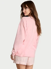 100% Cotton Shine Long-Sleeve Short Pajama Set