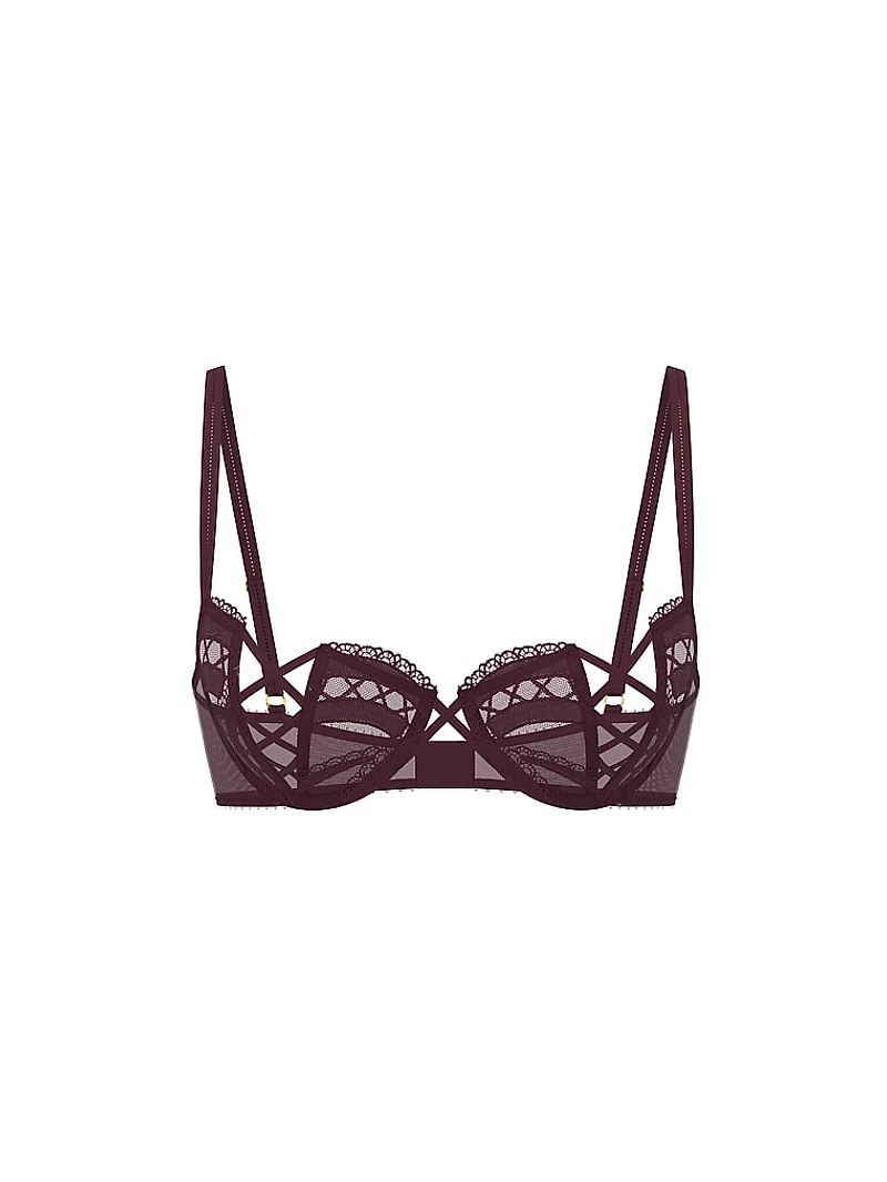 Laces Out Embroidery Unlined Semi Open-Cup Balconette Bra