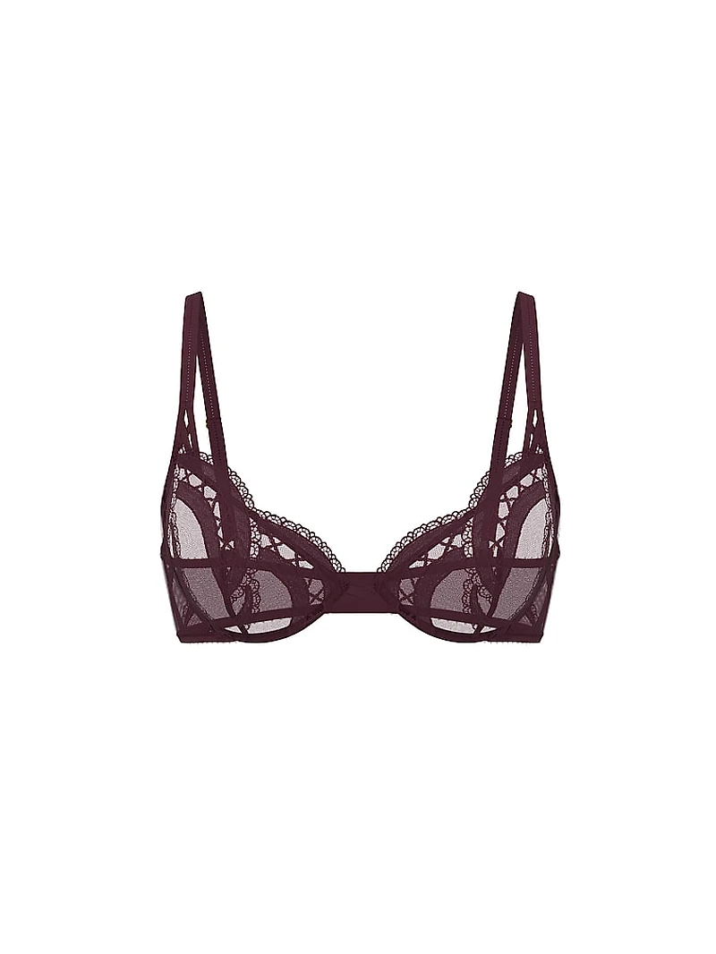 Geo Daisy Lace Unlined Low-Cut Demi Bra