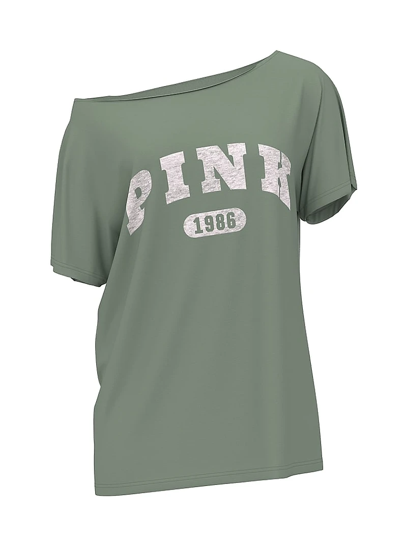 Campus Cotton Off-The-Shoulder Tee