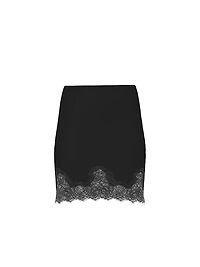Satin Lace-Trim Skirt