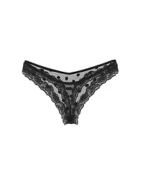 Rose Lace-Trim High-Leg Thong Panty